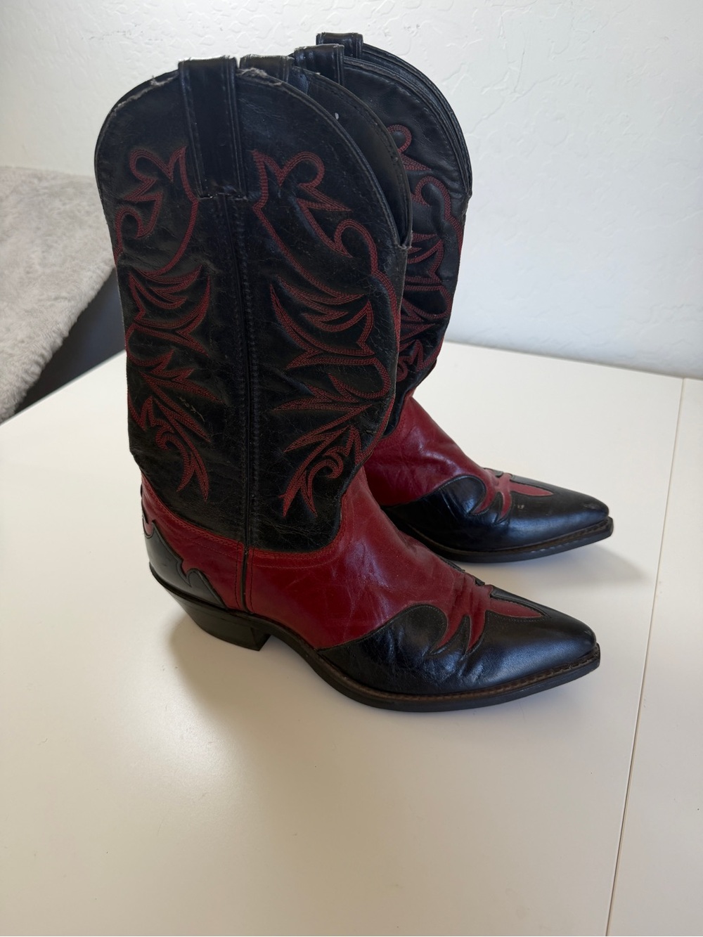 Cintage Laredo Black & Red Leather Western Cowboy Boots 8D